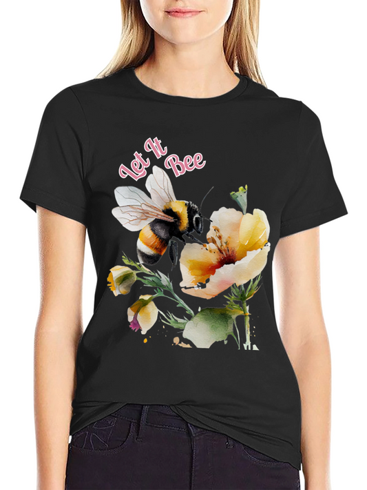 Let It Bee Graphic Tee - Black Cotton T-Shirt