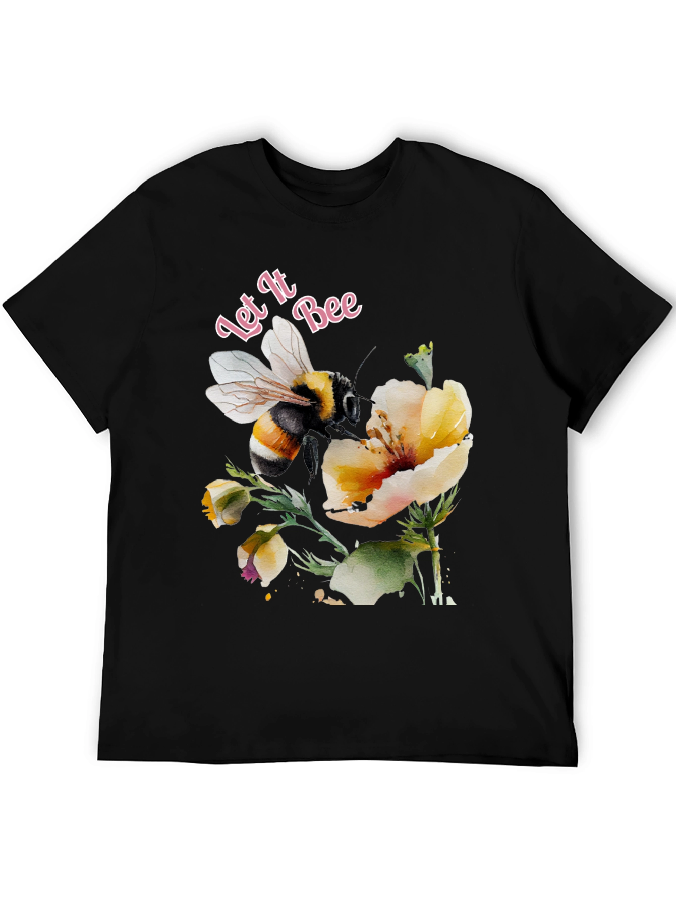 Let It Bee Graphic Tee - Black Cotton T-Shirt