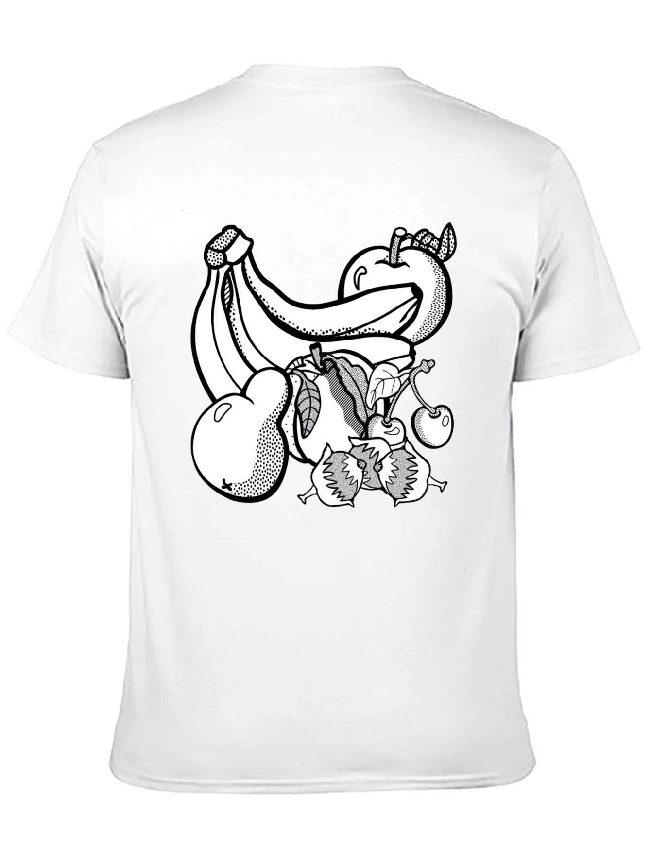 Fruit Graphic Print Black Crew Neck T-Shirt