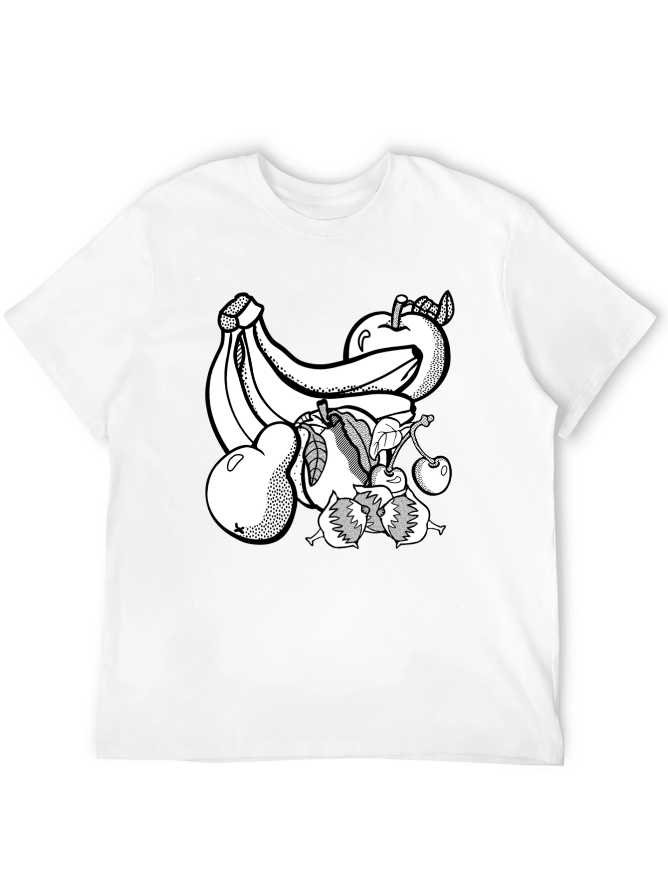Fruit Graphic Print Black Crew Neck T-Shirt