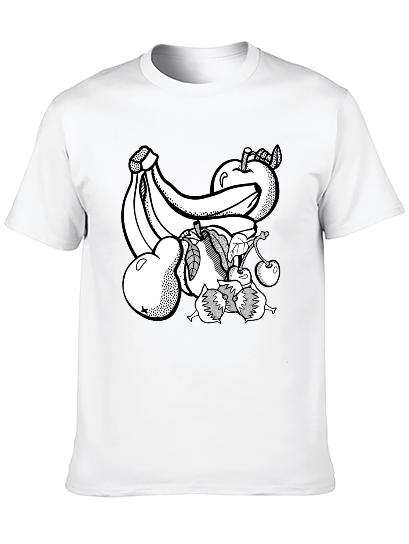 Fruit Graphic Print Black Crew Neck T-Shirt