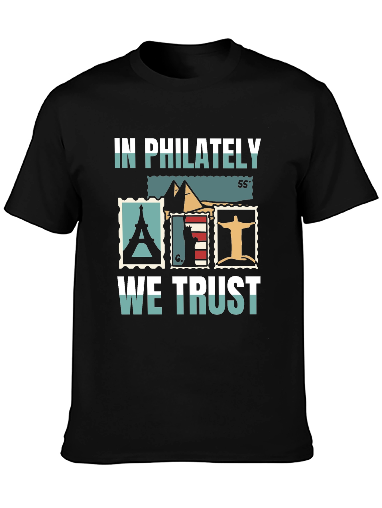 Philately Landmarks Black Graphic Tee