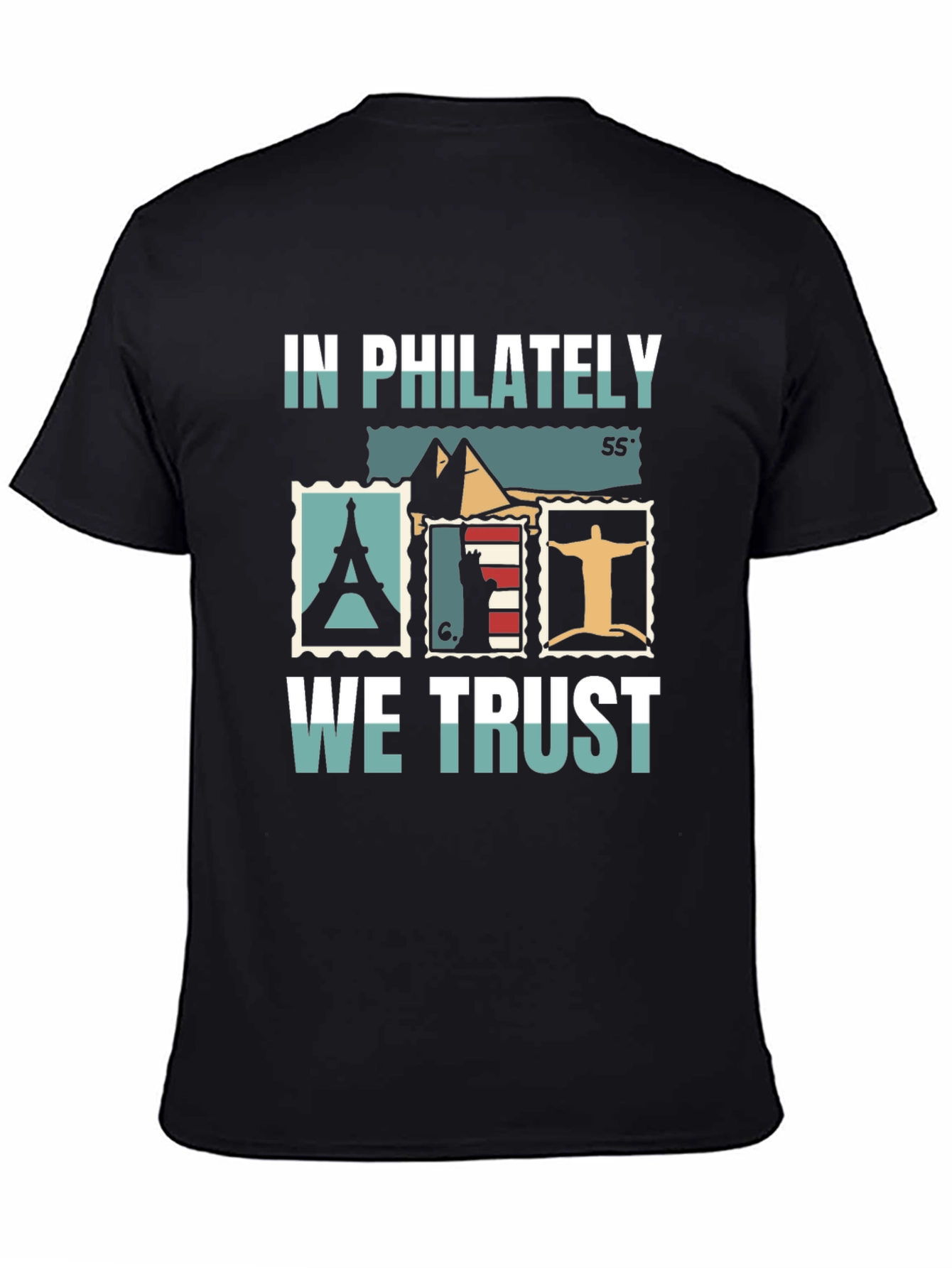 Philately Landmarks Black Graphic Tee