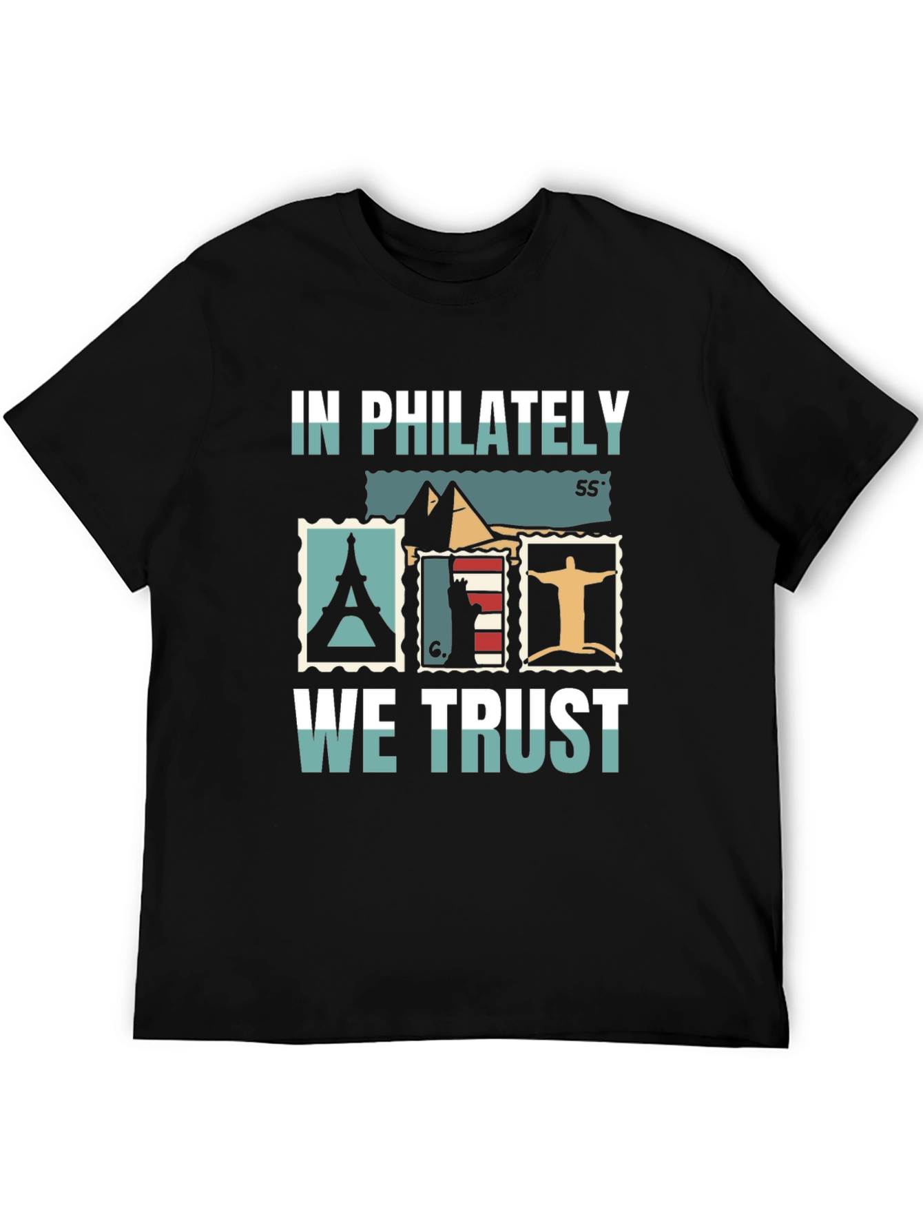 Philately Landmarks Black Graphic Tee