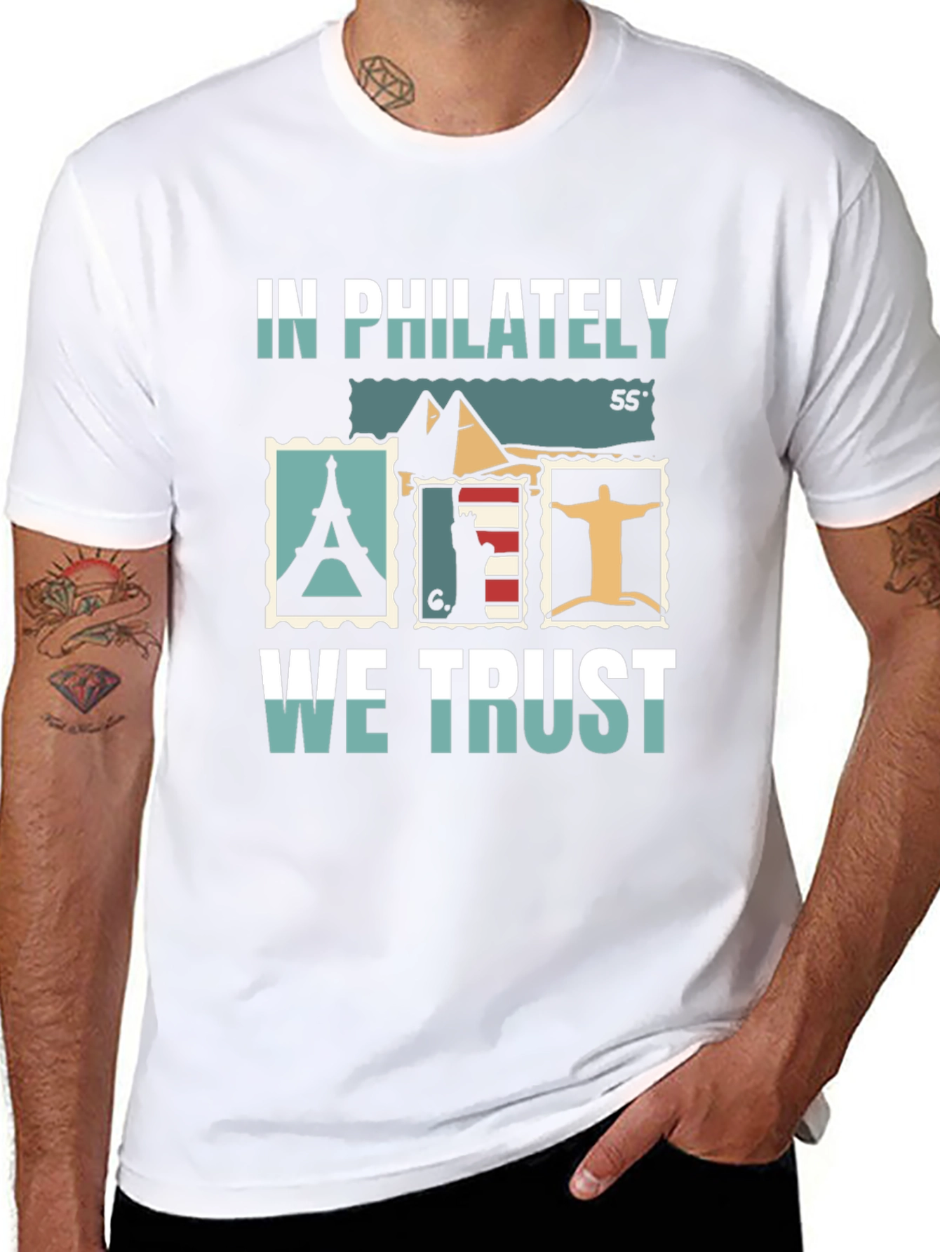 Philately Landmarks Black Graphic Tee