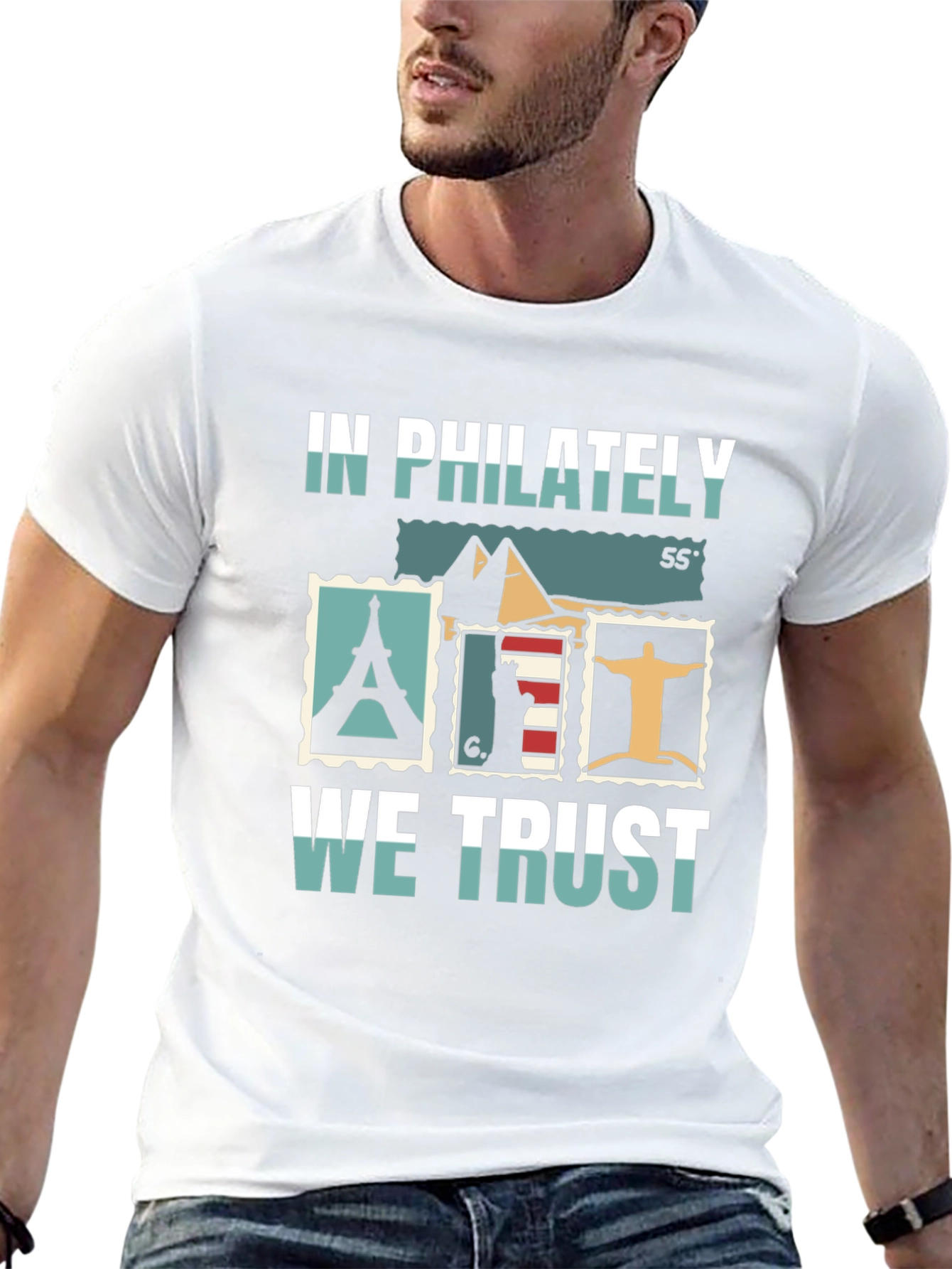 Philately Landmarks Black Graphic Tee
