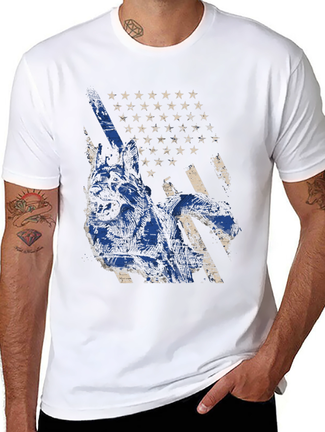K9 German Shepherd USA Flag T-Shirt