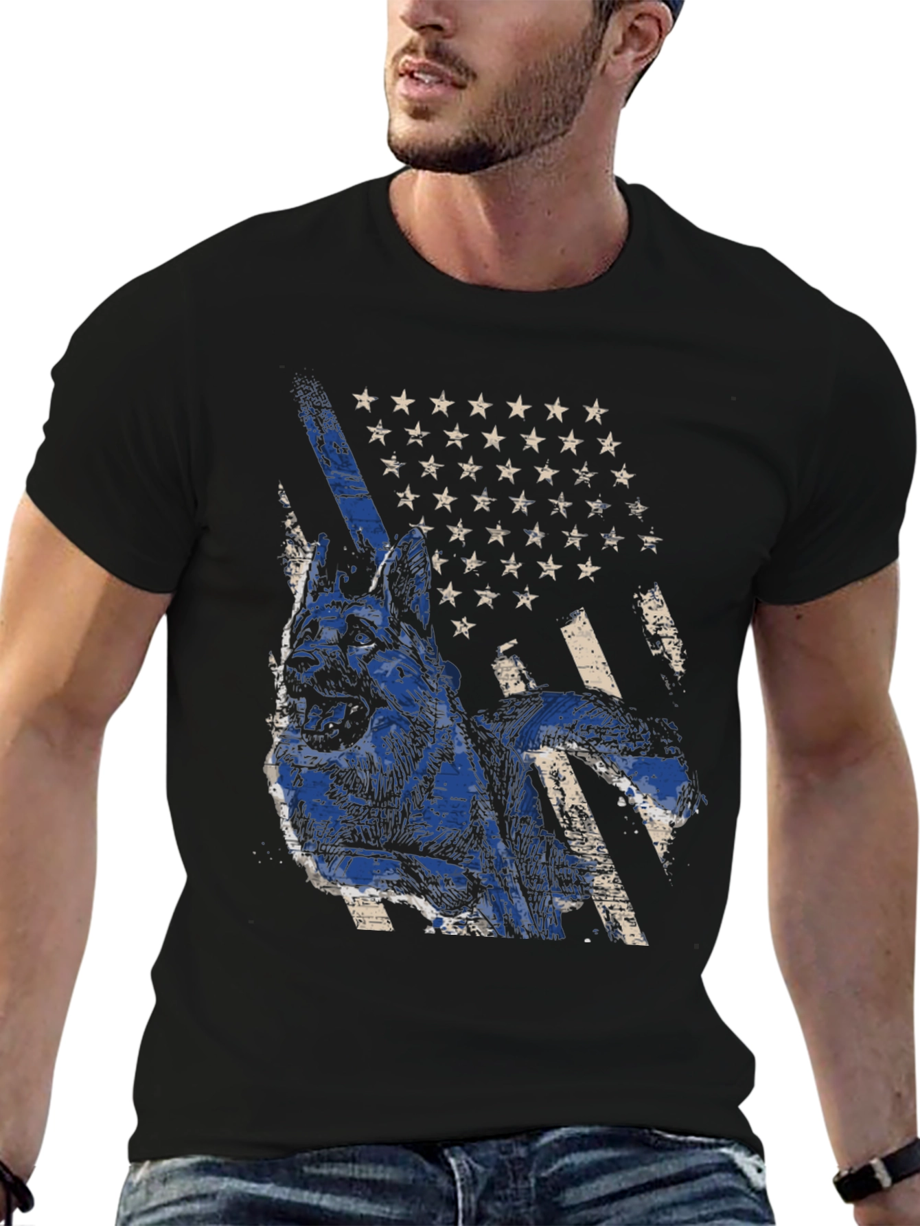 K9 German Shepherd USA Flag T-Shirt