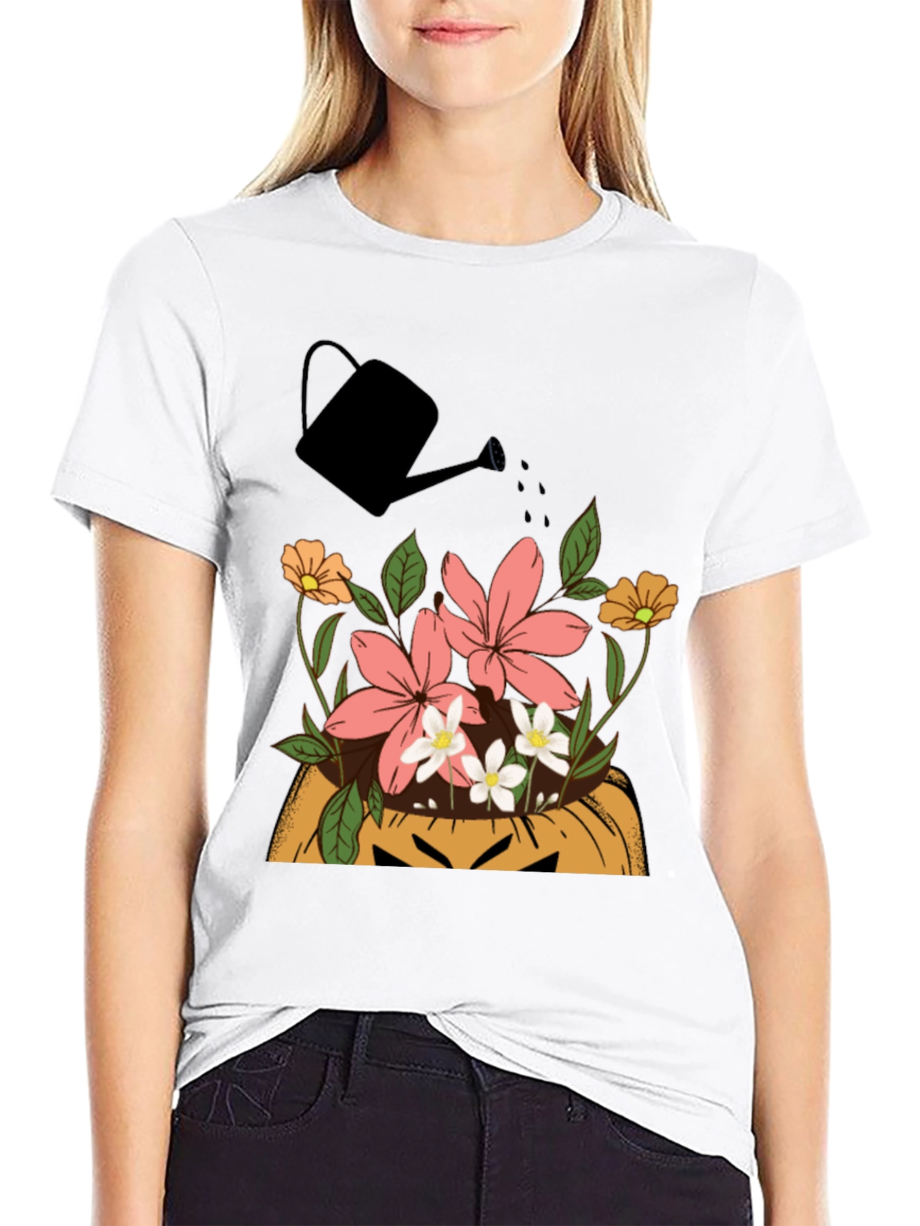 Floral Pumpkin Patch Mens Graphic T-Shirt