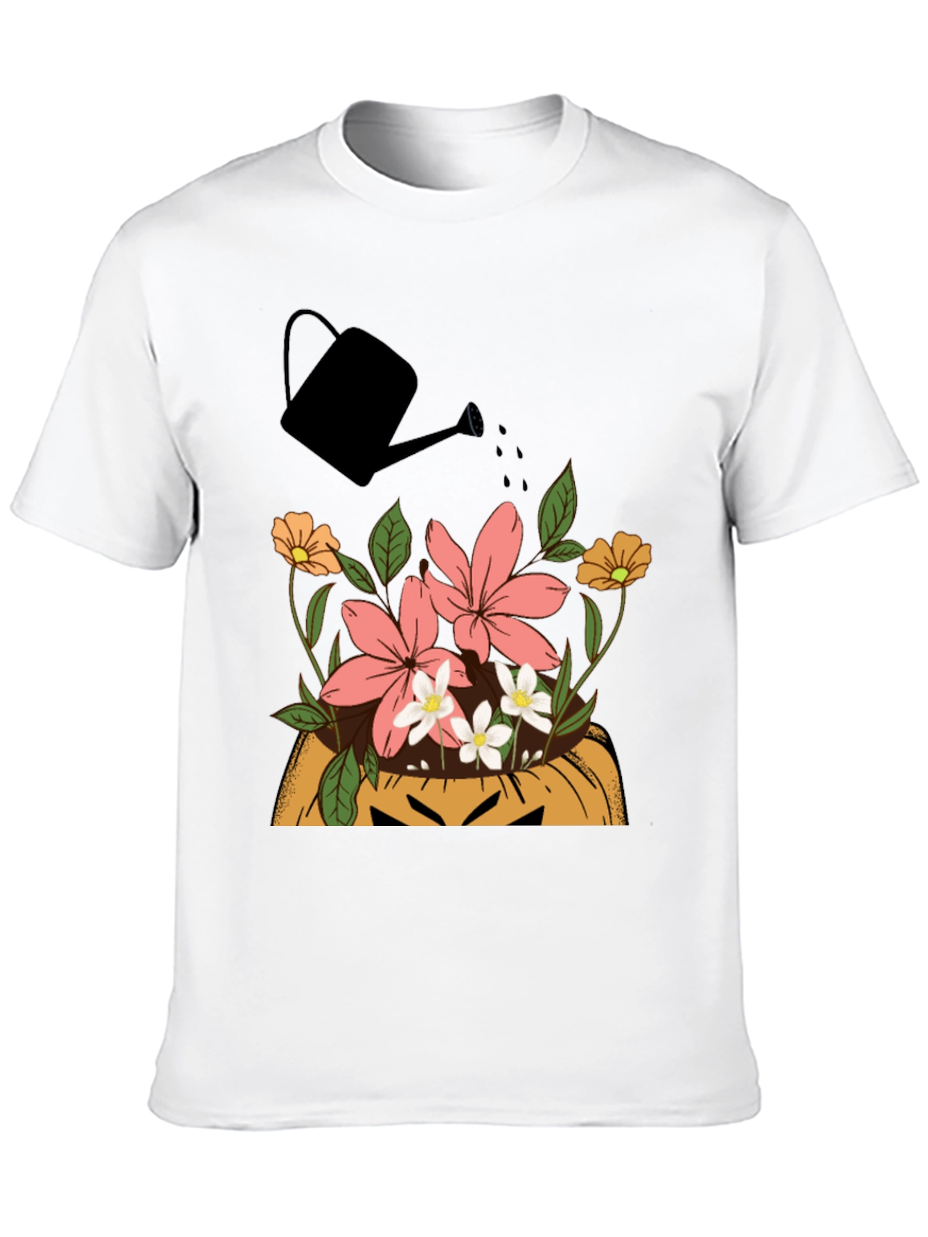 Floral Pumpkin Patch Mens Graphic T-Shirt