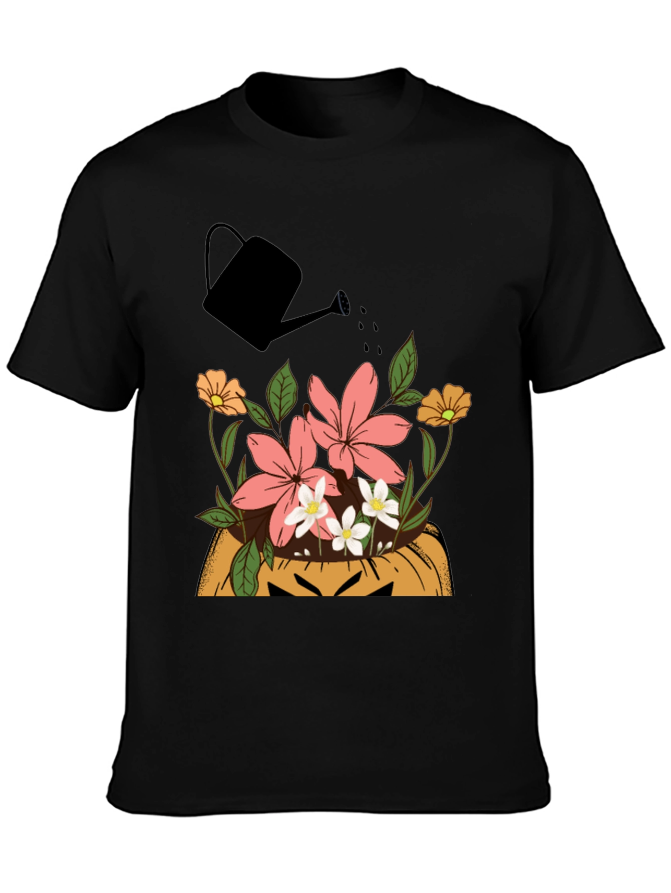 Floral Pumpkin Patch Mens Graphic T-Shirt