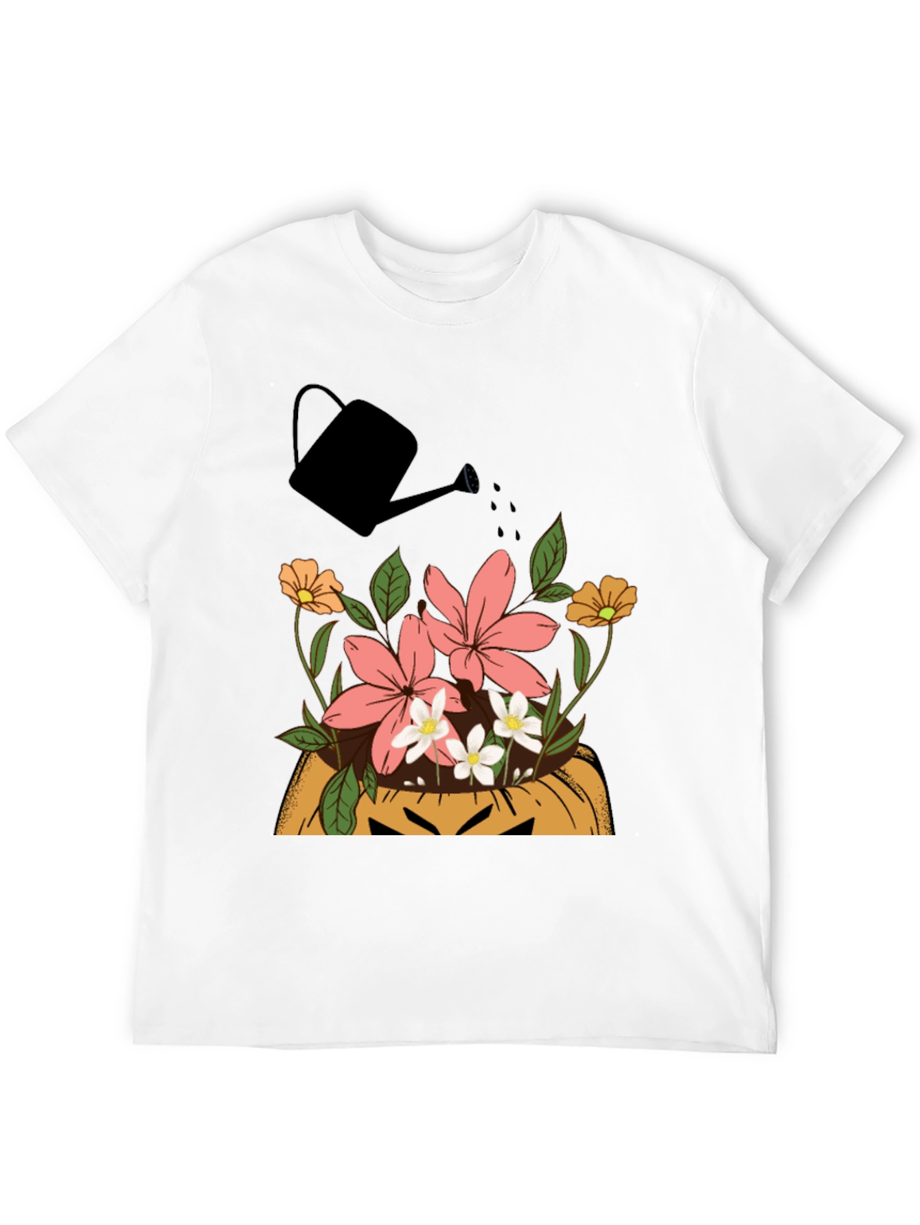 Floral Pumpkin Patch Mens Graphic T-Shirt