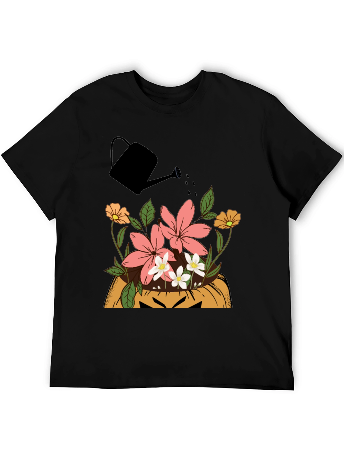 Floral Pumpkin Patch Mens Graphic T-Shirt