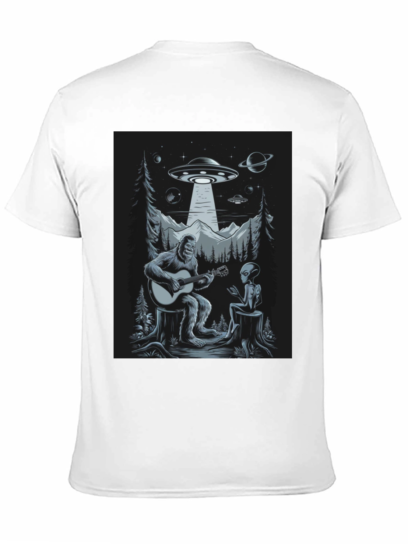 Sasquatch Alien Guitar UFO T-Shirt