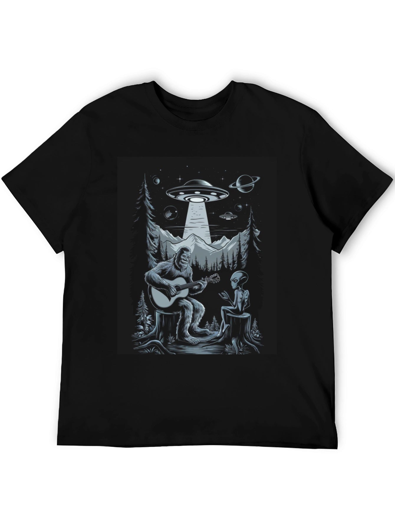 Sasquatch Alien Guitar UFO T-Shirt