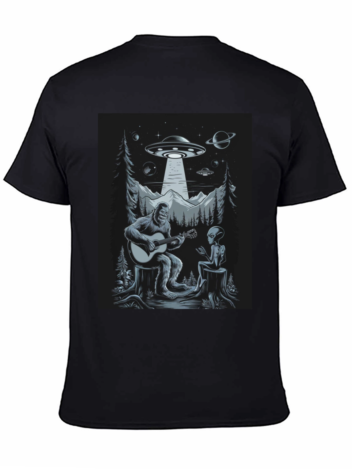 Sasquatch Alien Guitar UFO T-Shirt