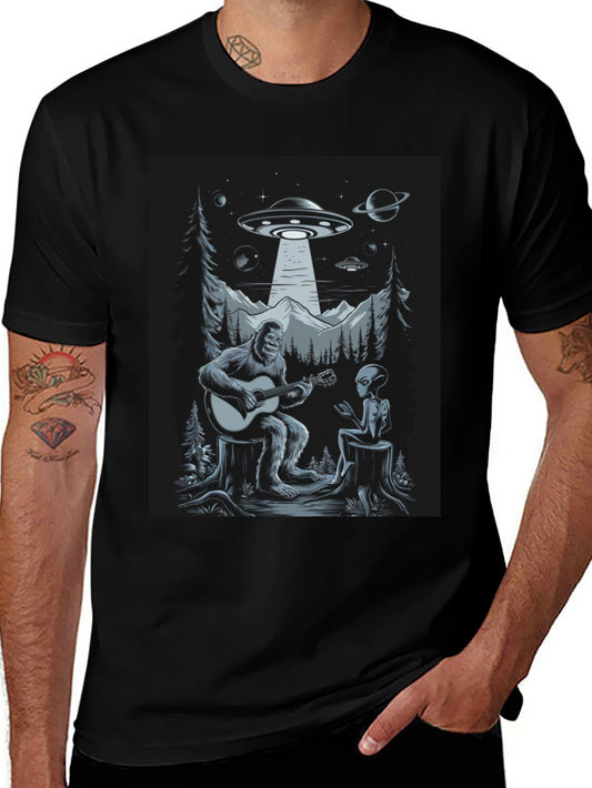 Sasquatch Alien Guitar UFO T-Shirt