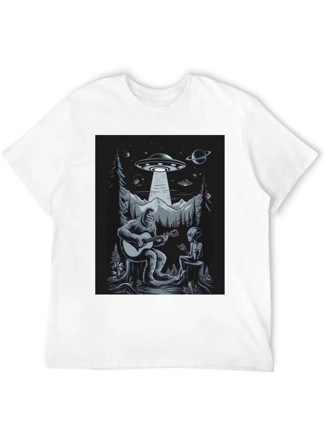 Sasquatch Alien Guitar UFO T-Shirt