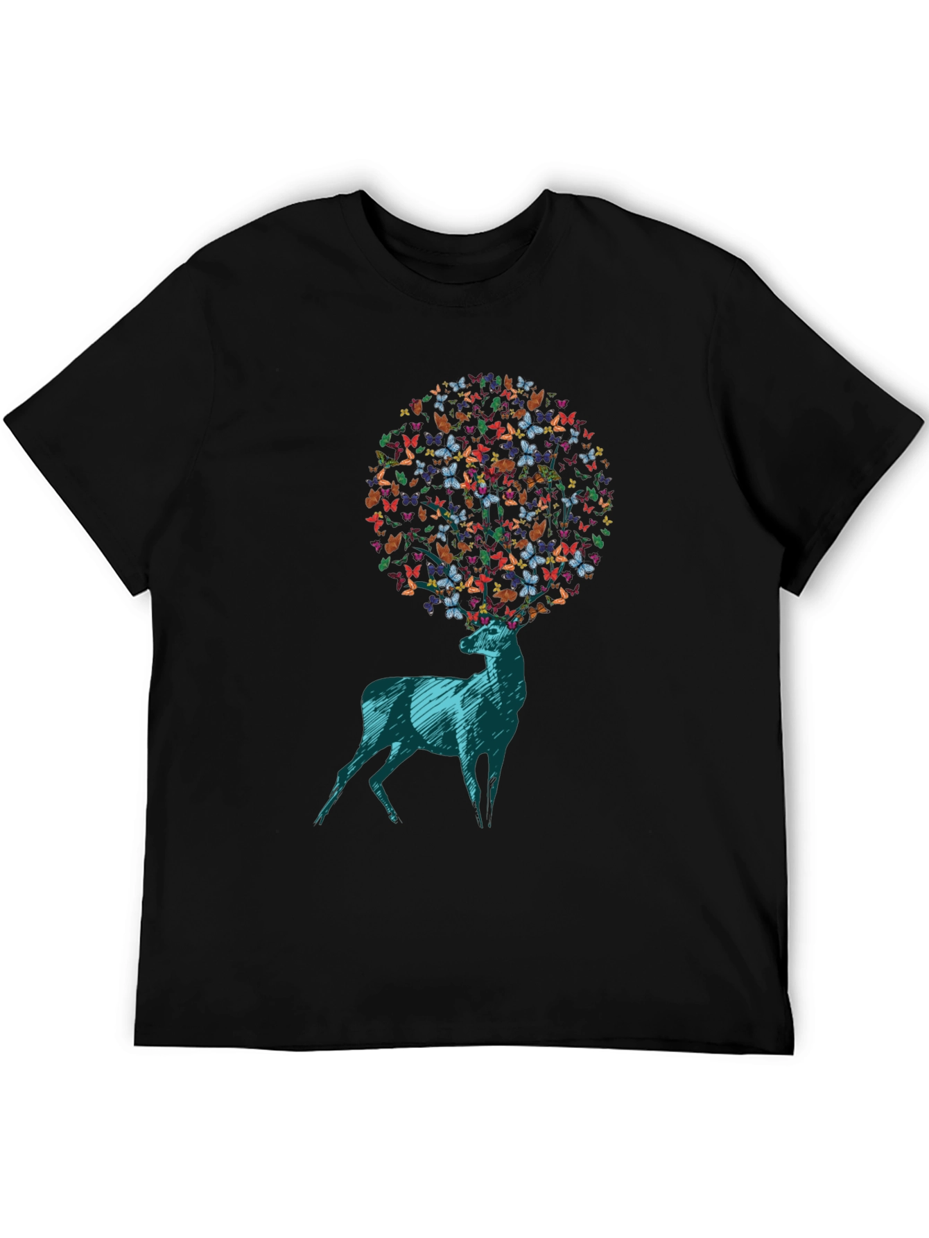Butterfly Deer Graphic Tee - Unique Design