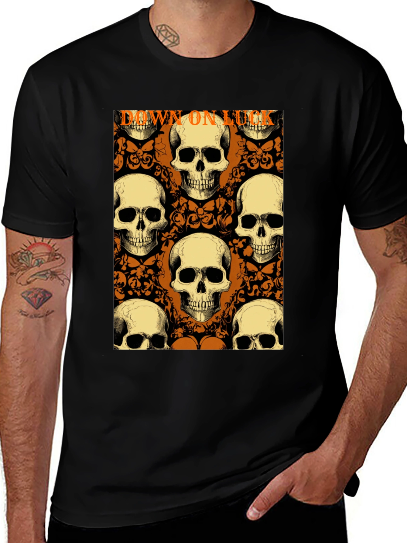 Skull Pattern Black T-Shirt