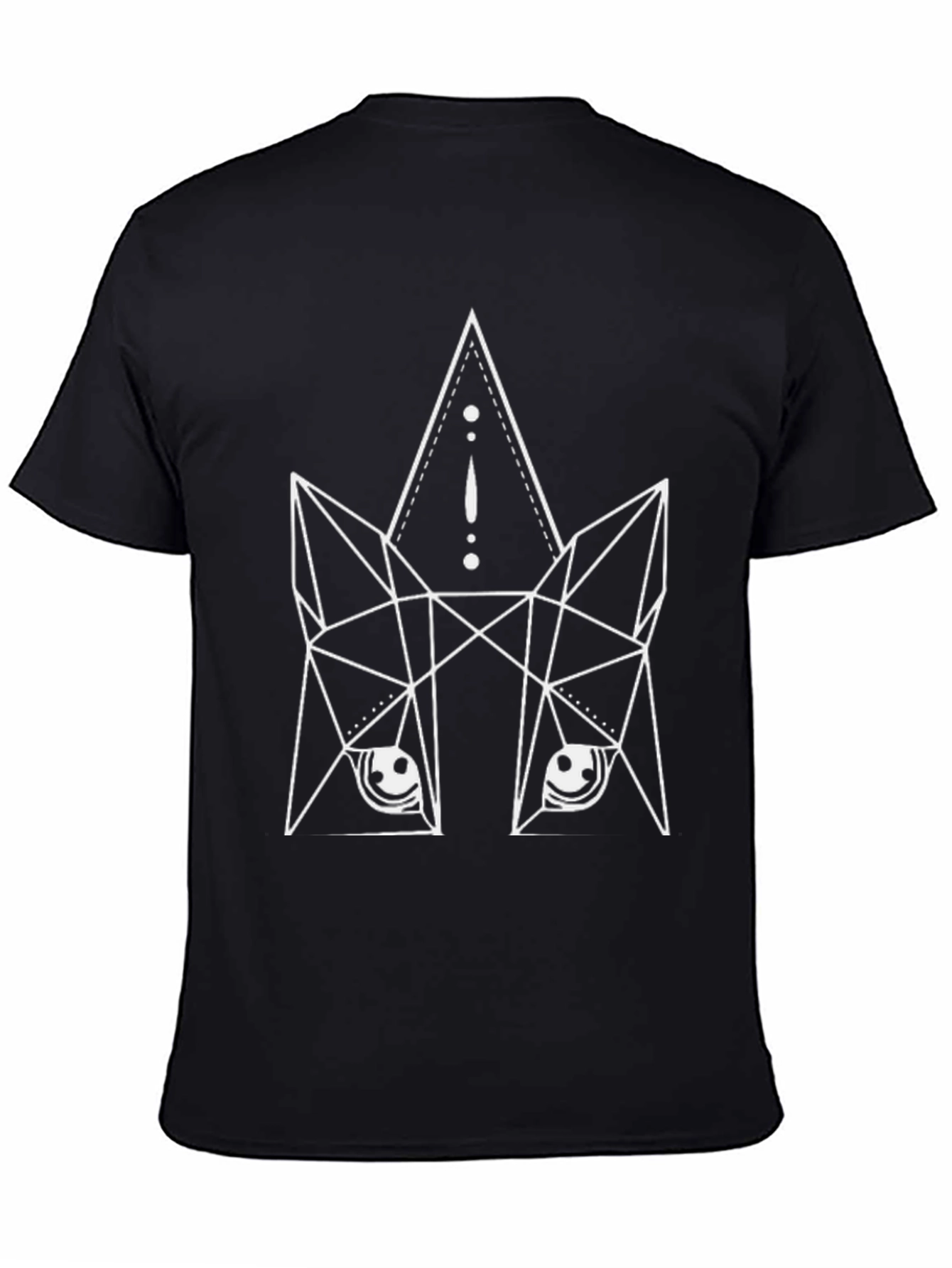 Geometric Wolf Graphic Print Black T-Shirt