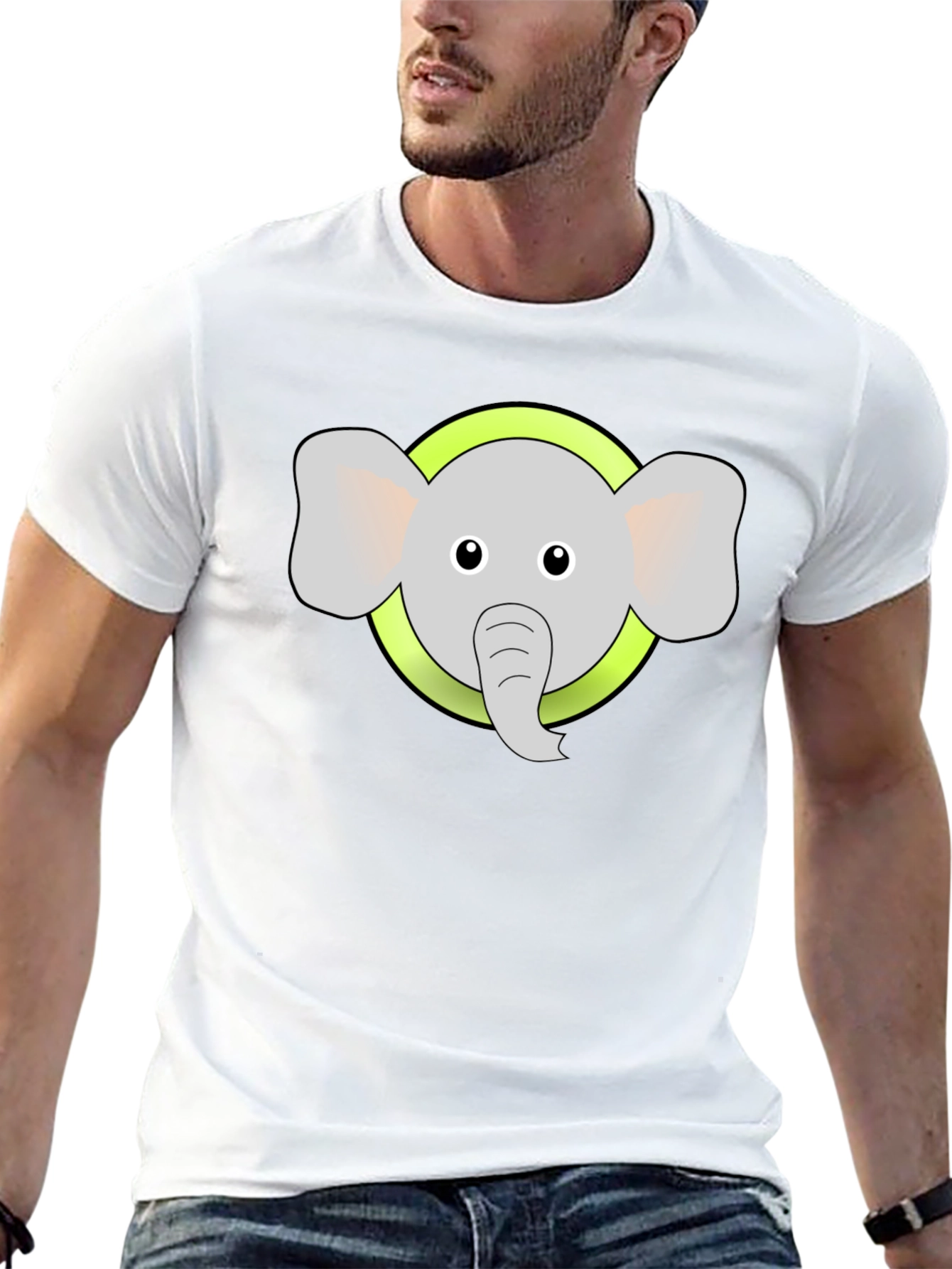 Elephant Graphic Tee - Black Cotton Blend Shirt
