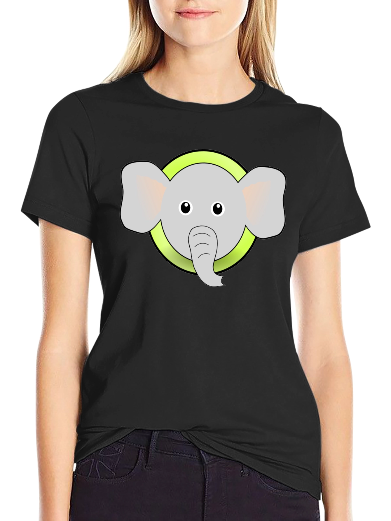 Elephant Graphic Tee - Black Cotton Blend Shirt