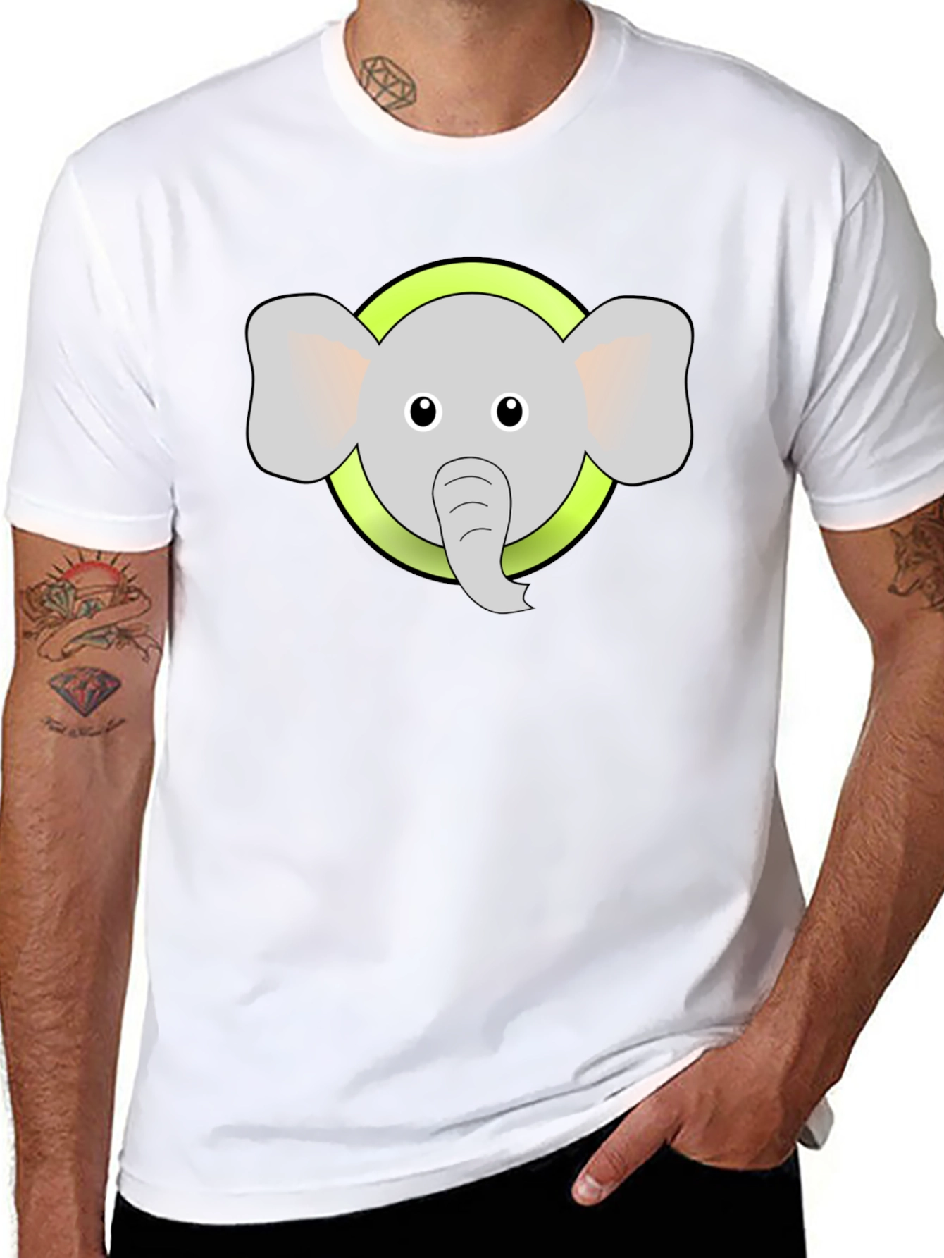 Elephant Graphic Tee - Black Cotton Blend Shirt