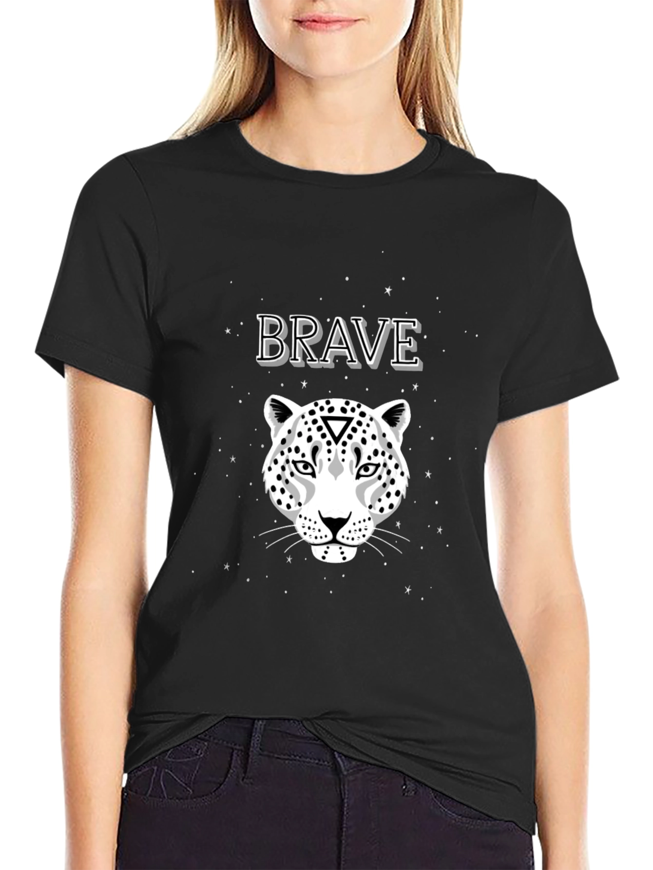 Brave Leopard Graphic Print T-Shirt