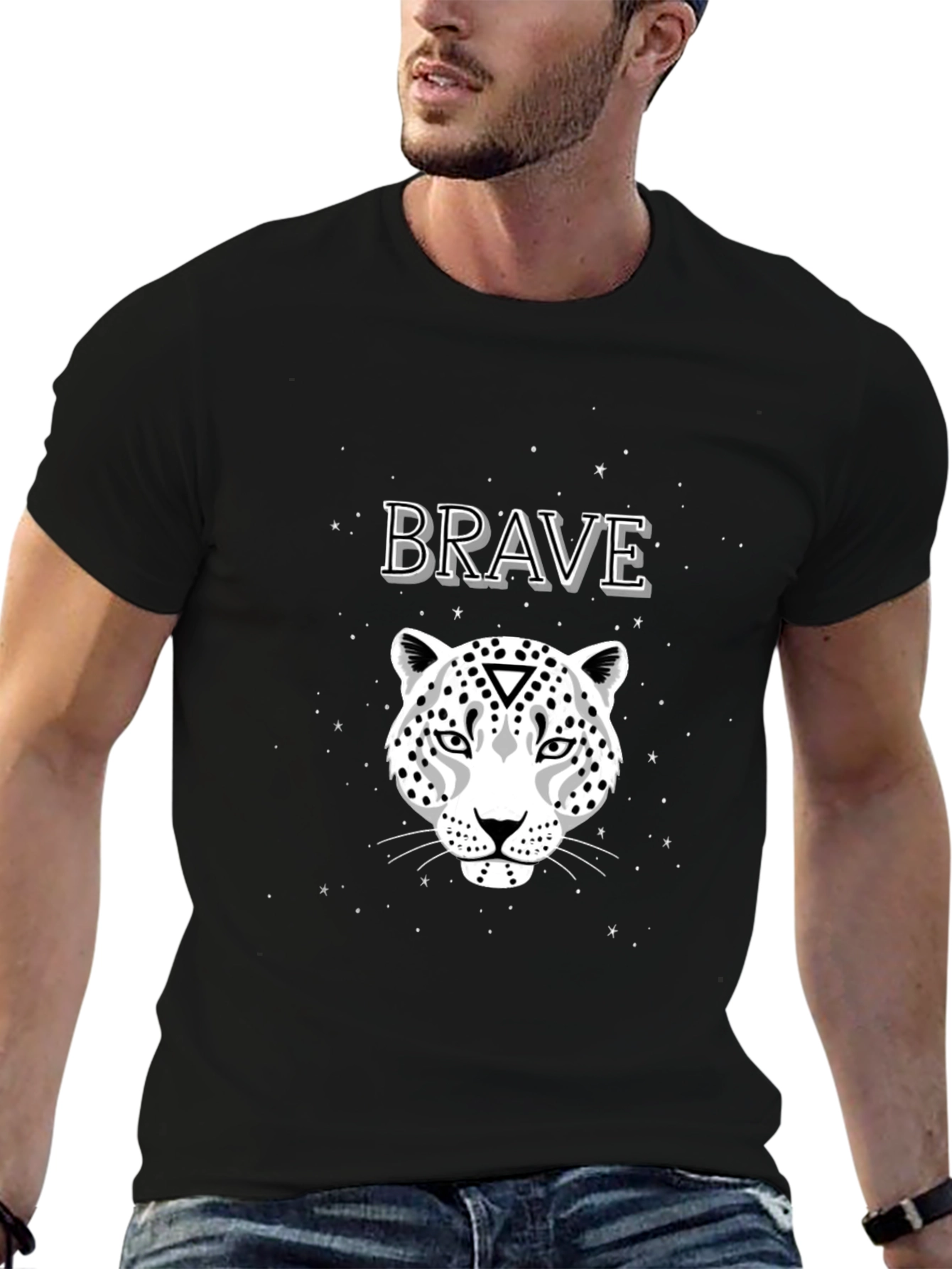 Brave Leopard Graphic Print T-Shirt