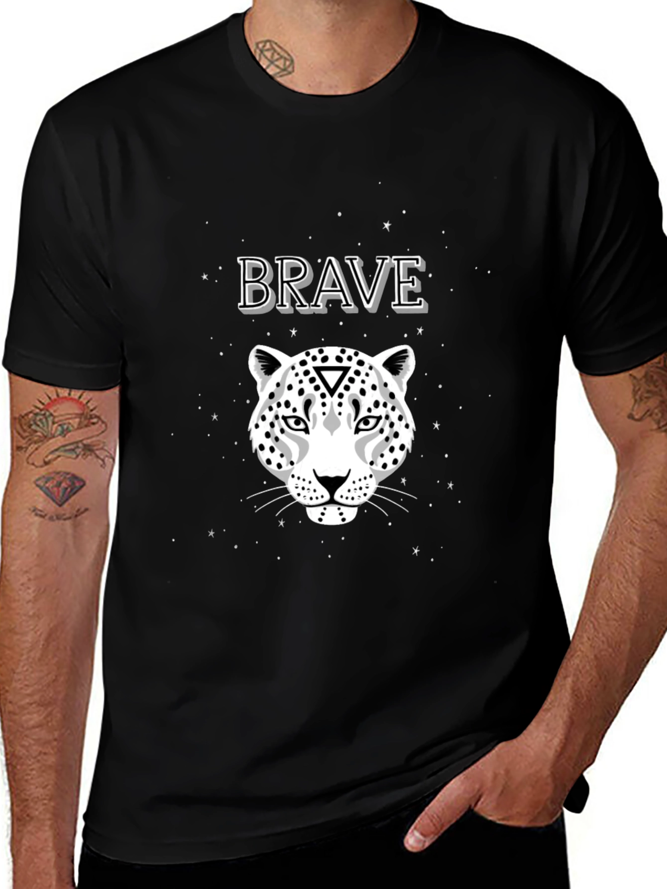 Brave Leopard Graphic Print T-Shirt
