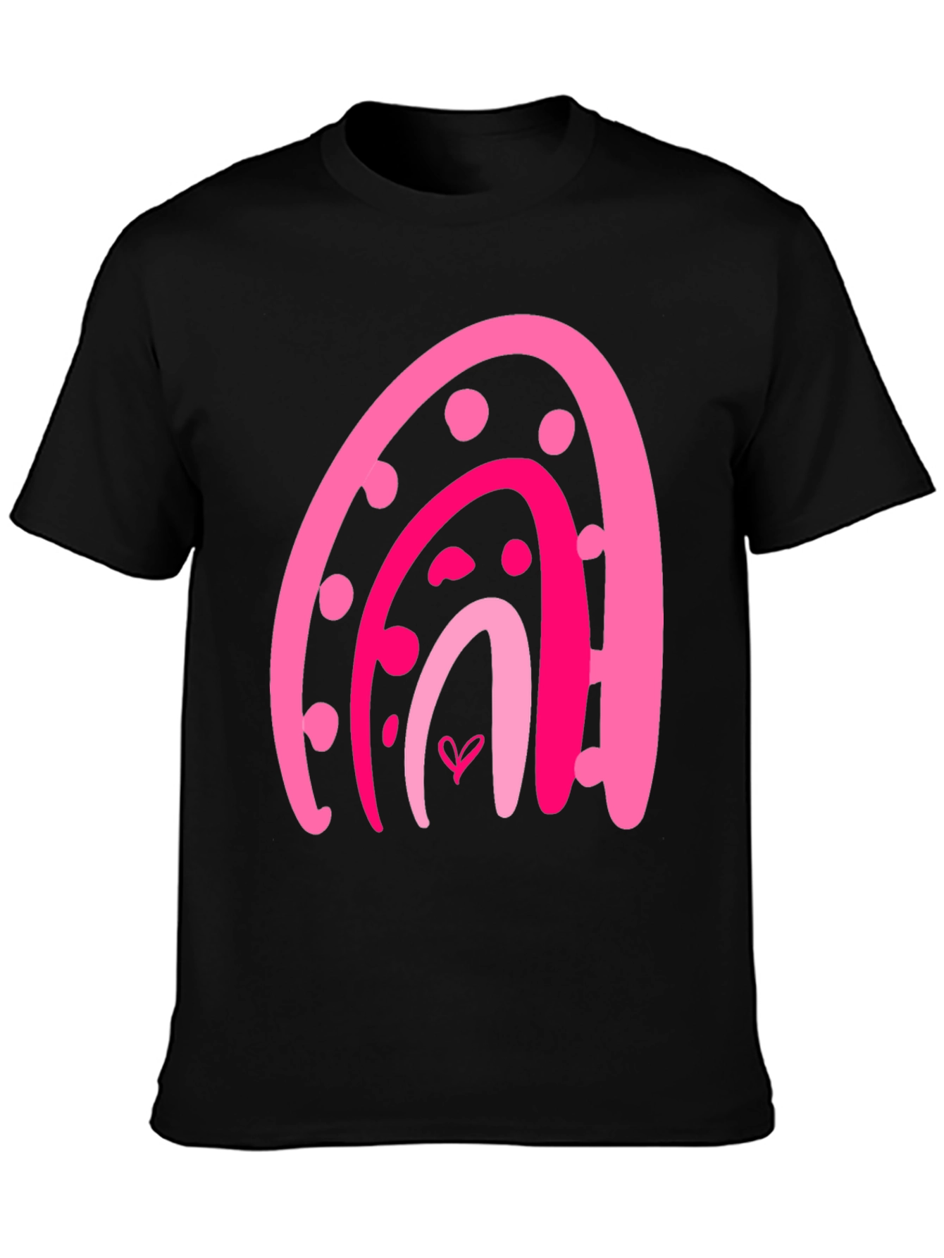 Pink Rainbow Heart Graphic Tee - Trendy Casual