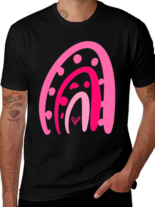 Pink Rainbow Heart Graphic Tee - Trendy Casual