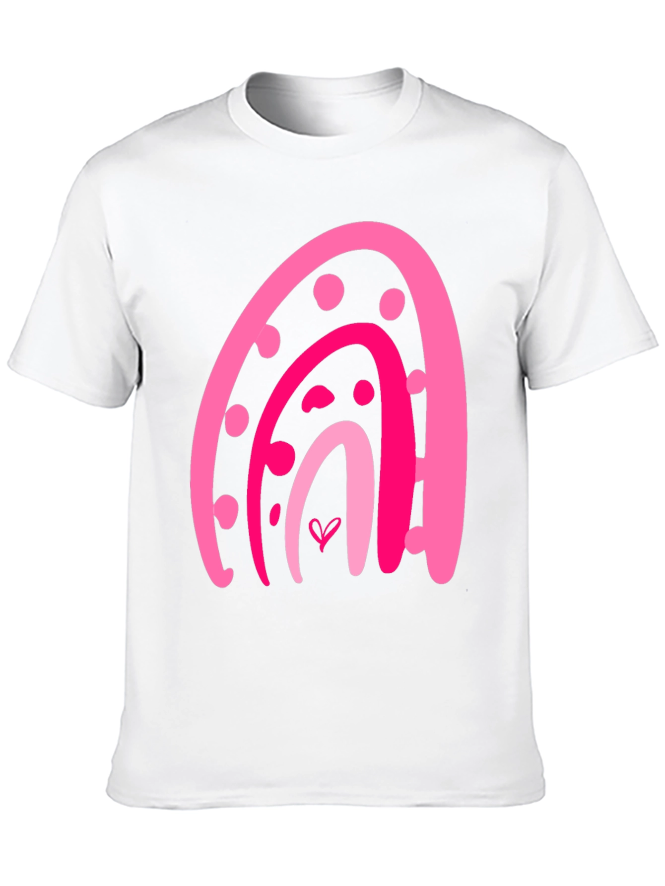 Pink Rainbow Heart Graphic Tee - Trendy Casual