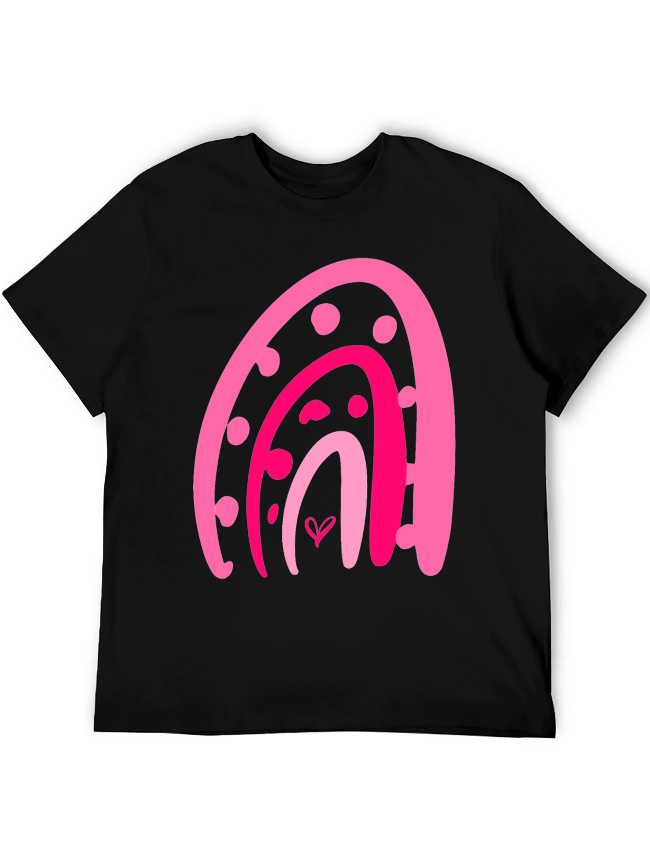 Pink Rainbow Heart Graphic Tee - Trendy Casual