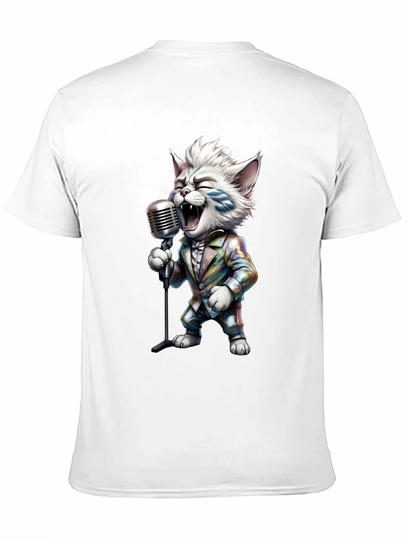 Singing Cat Graphic Tee - Retro Mic