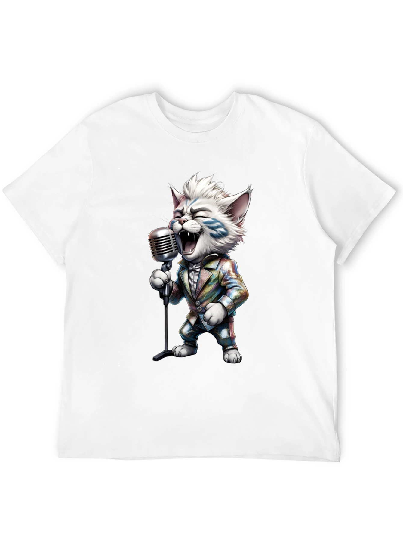 Singing Cat Graphic Tee - Retro Mic