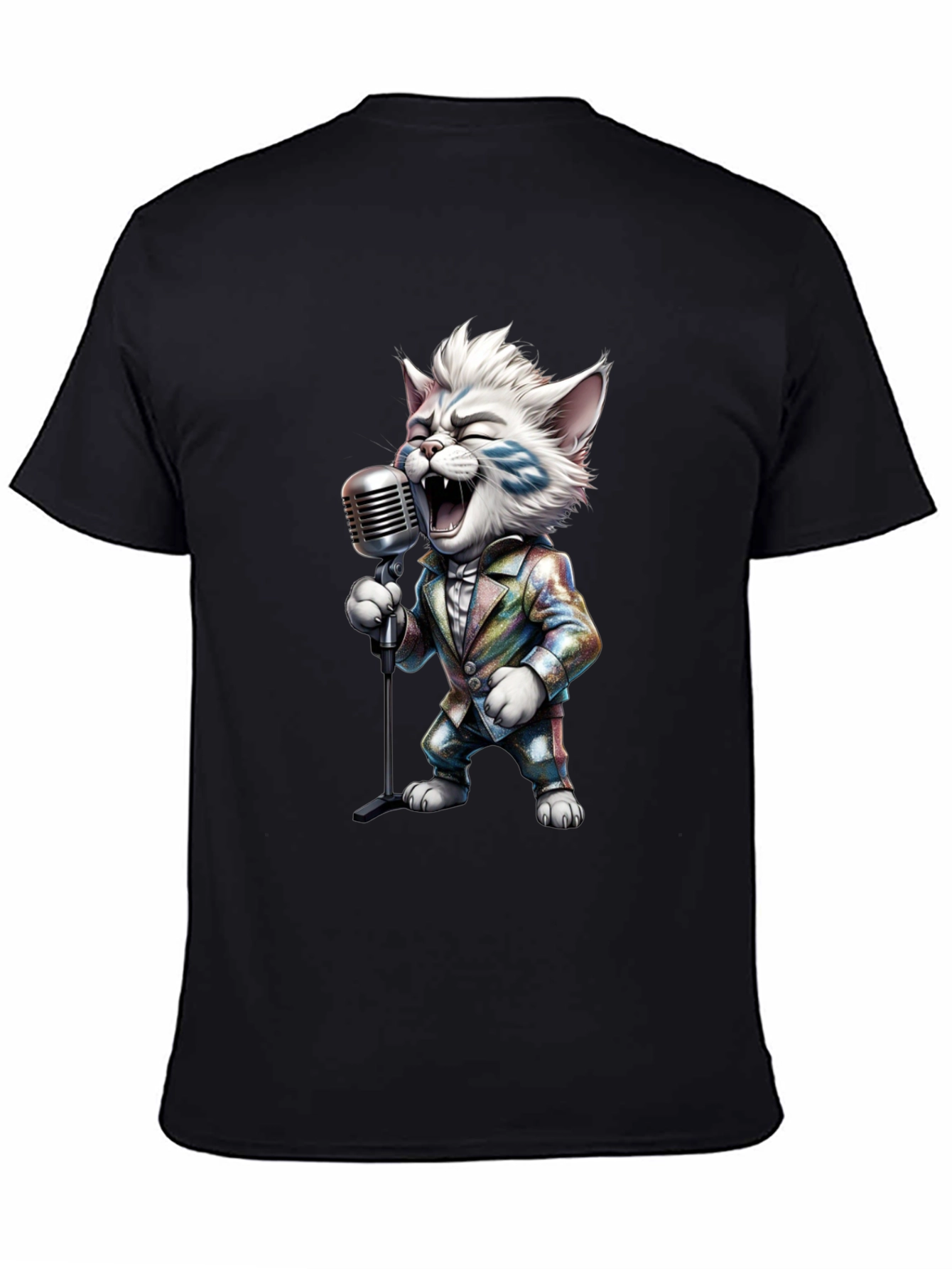 Singing Cat Graphic Tee - Retro Mic