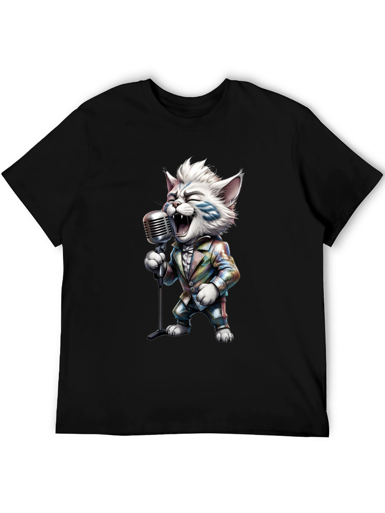 Singing Cat Graphic Tee - Retro Mic