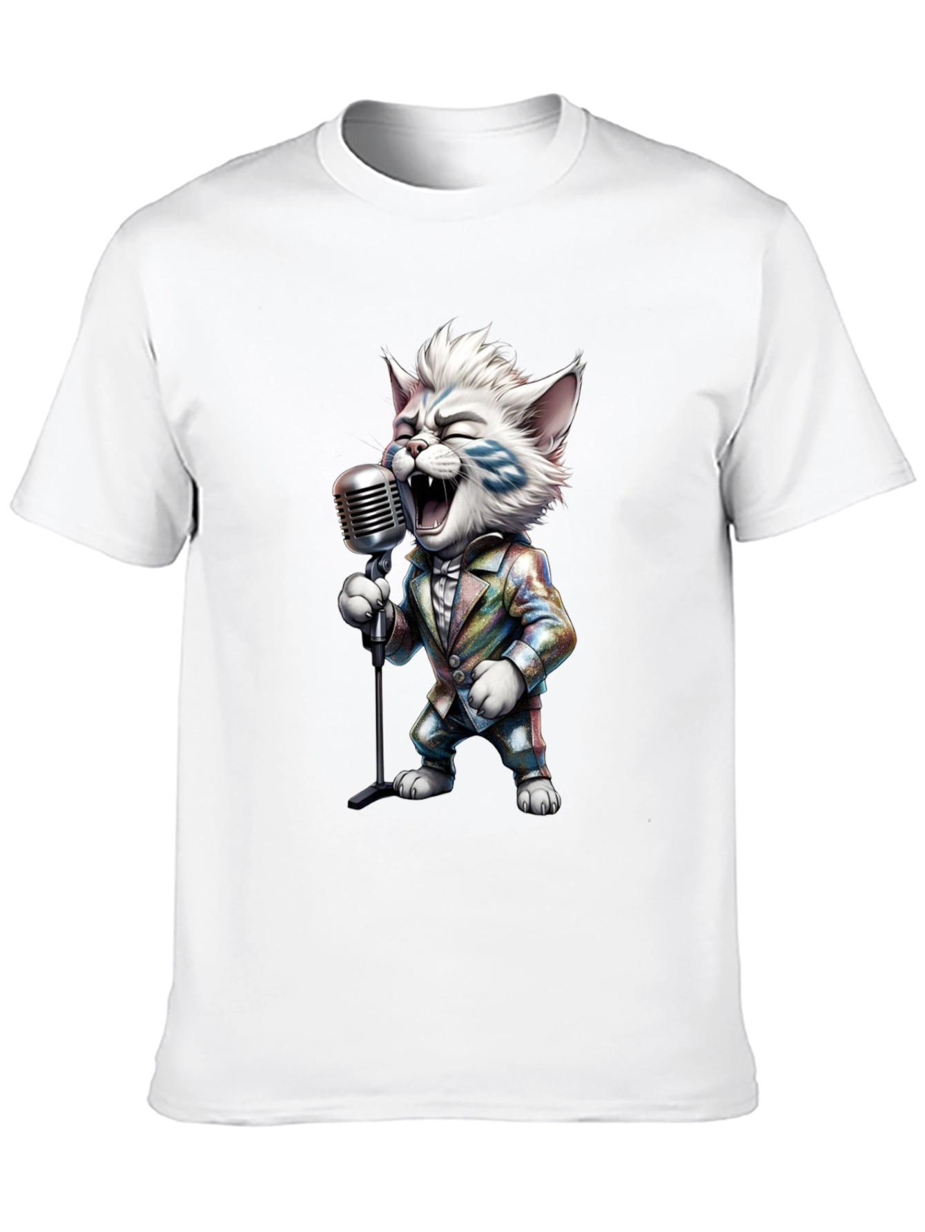 Singing Cat Graphic Tee - Retro Mic