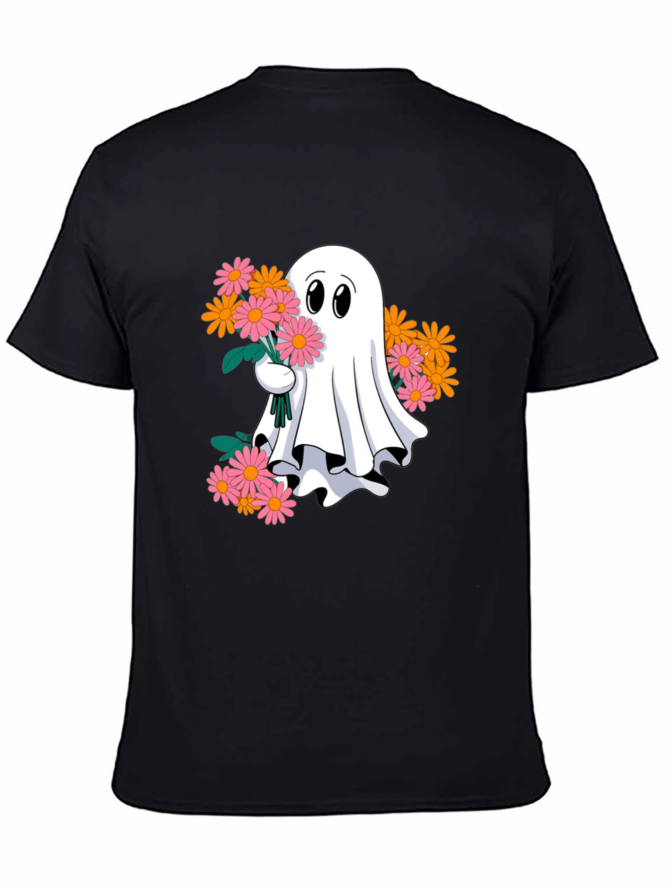 Ghost with Flowers Graphic Tee - Spooky Cute T-Shirt