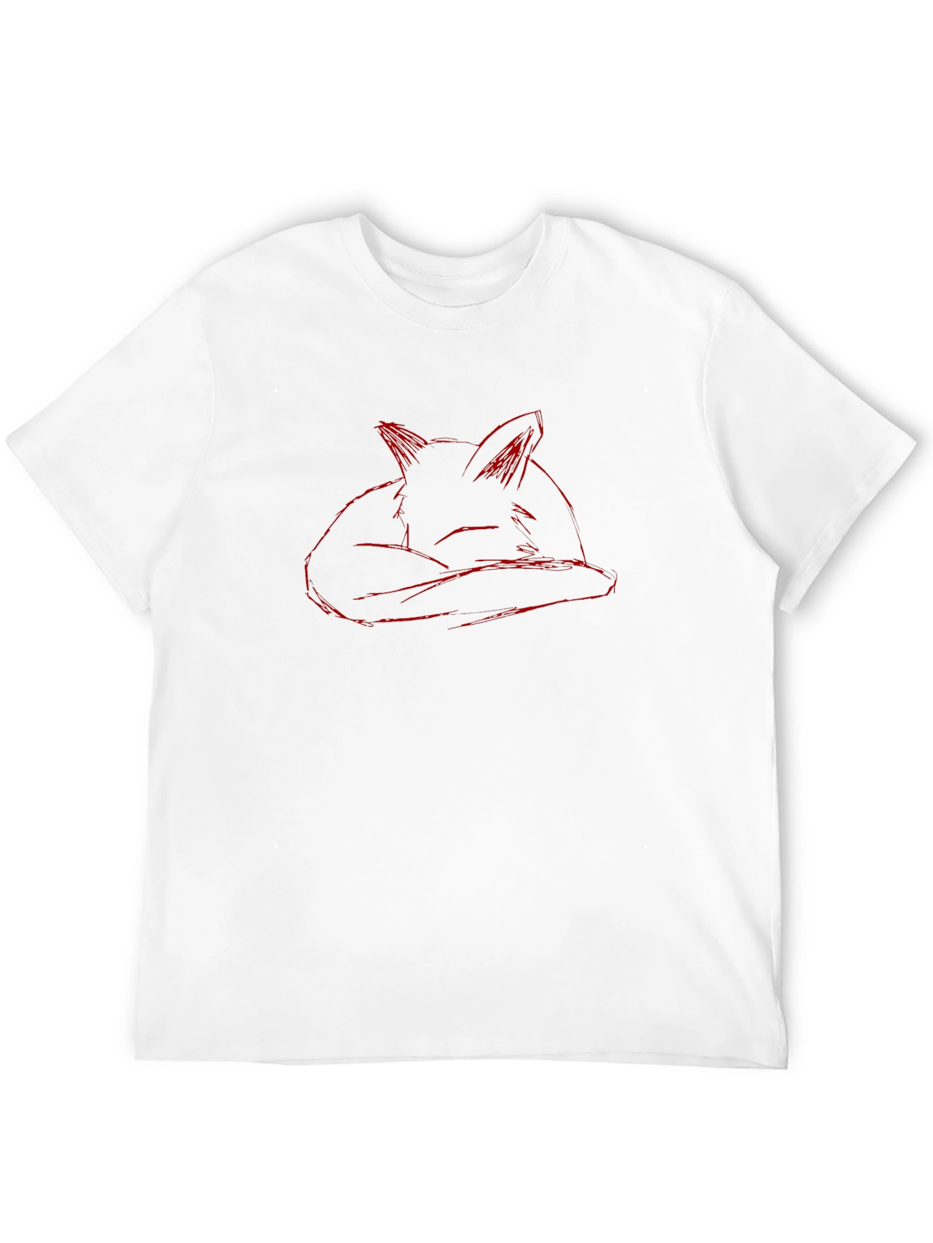 Red Fox Sketch Black T-Shirt