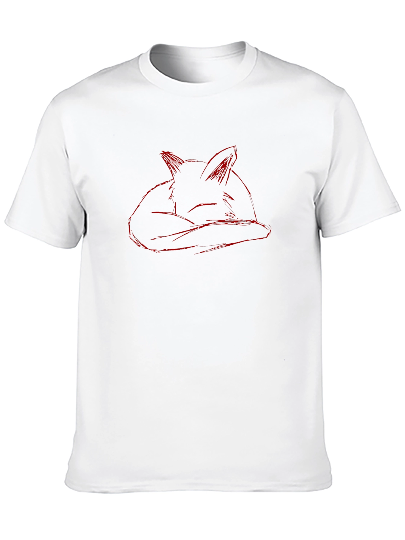 Red Fox Sketch Black T-Shirt