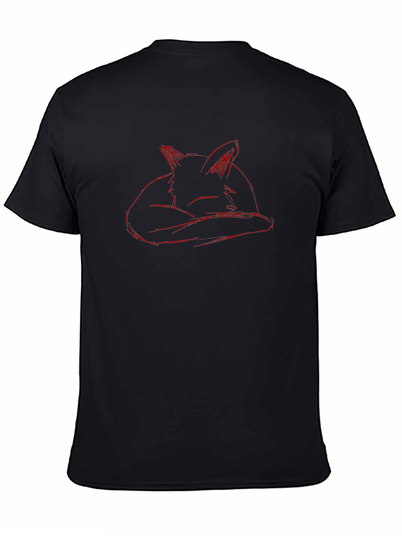 Red Fox Sketch Black T-Shirt