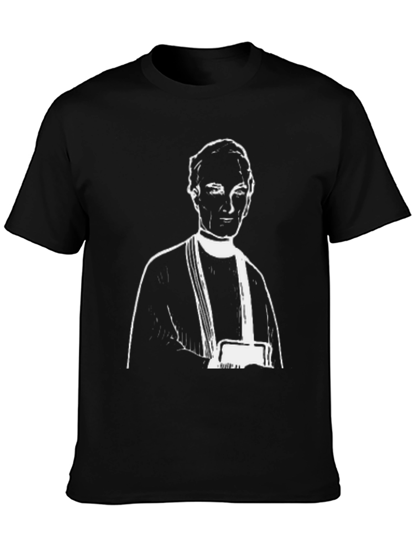 Black T-Shirt with White Figure Print