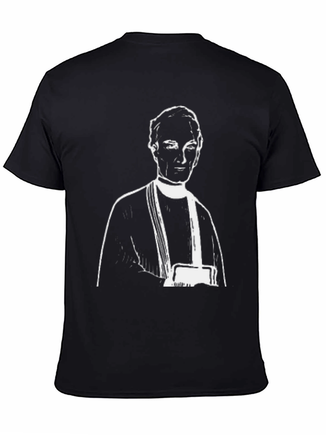 Black T-Shirt with White Figure Print