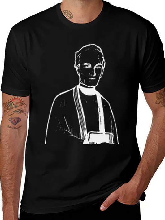 Black T-Shirt with White Figure Print