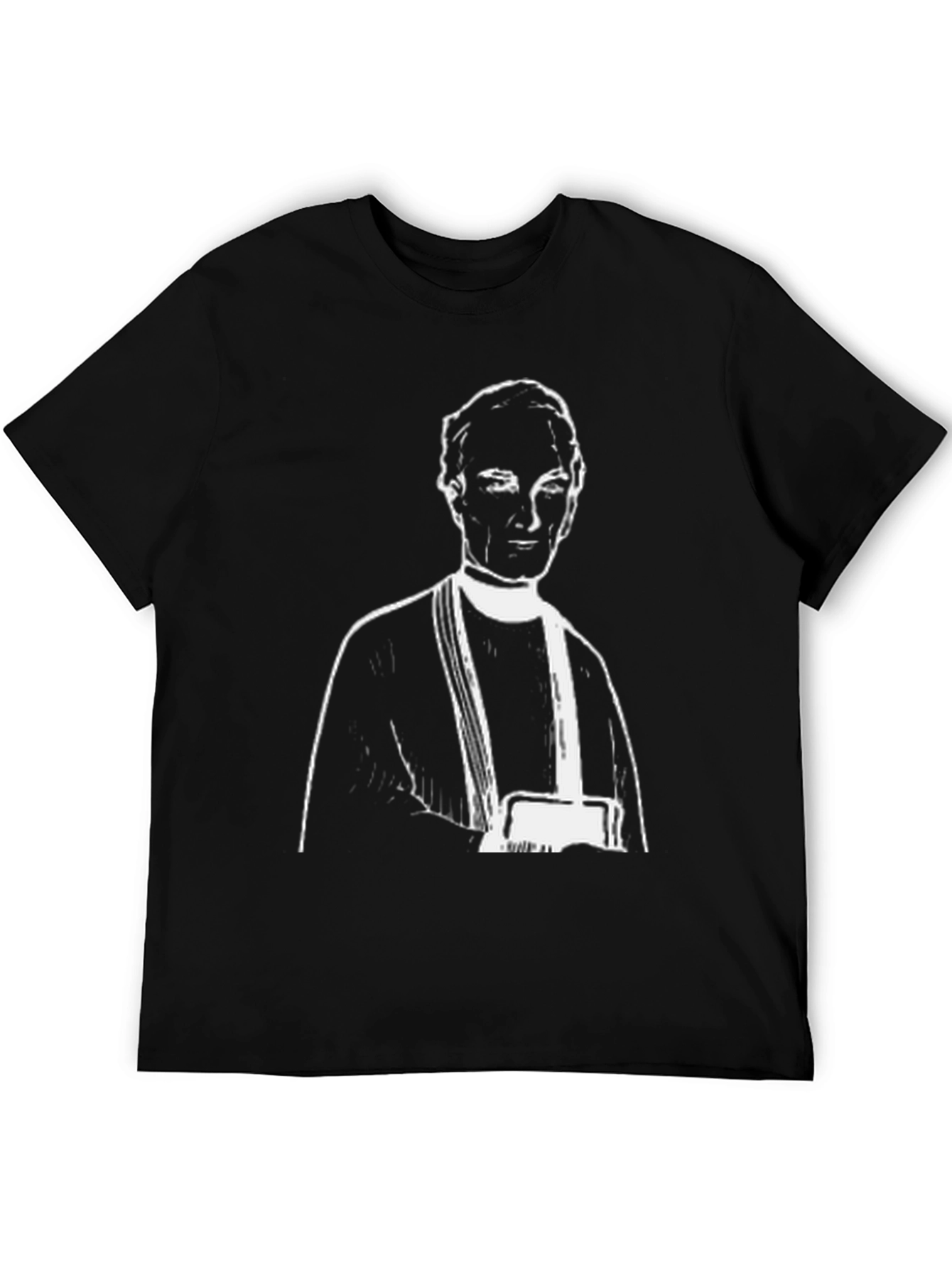 Black T-Shirt with White Figure Print