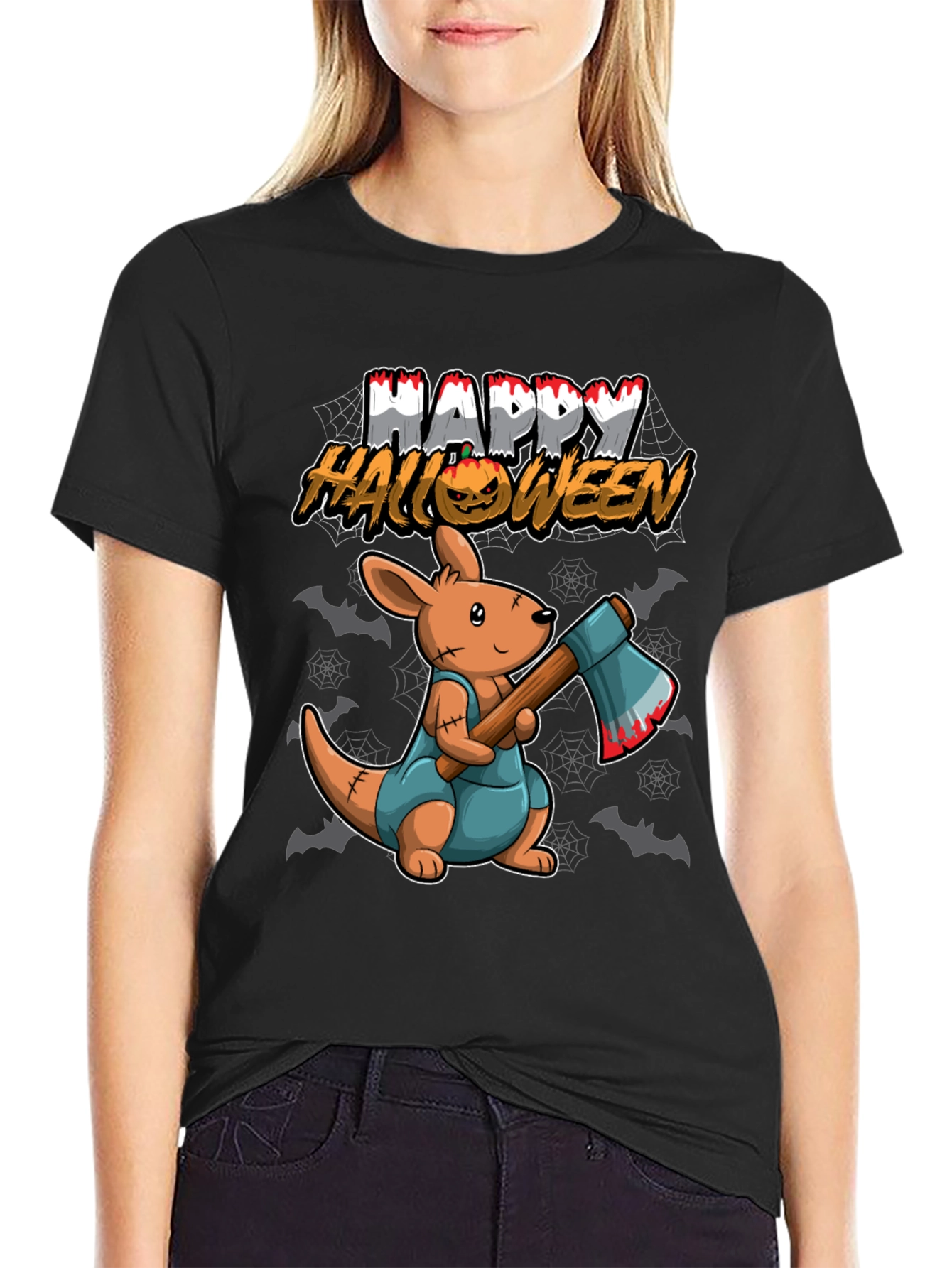 Halloween Kangaroo Graphic T-Shirt