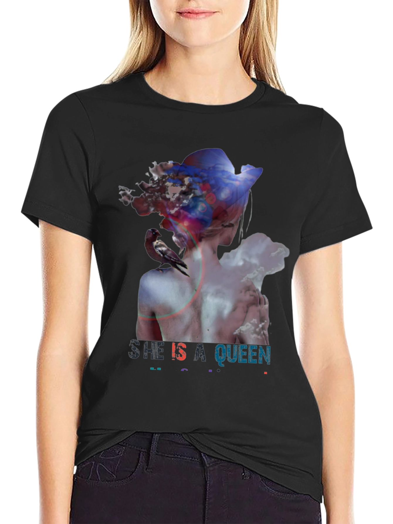 She Is A Queen Graphic Tee - Black